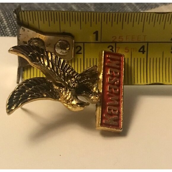 Kawasaki Eagle Lapel Pin Gold Tone Red Enamel Badge 1" Vintage Dual Pin Back - Picture 5 of 6
